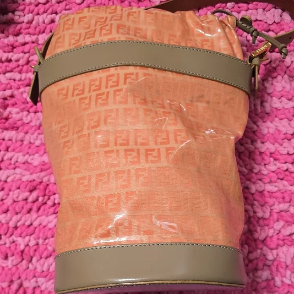 Fendi Bucket Bag in Orange and Tan
